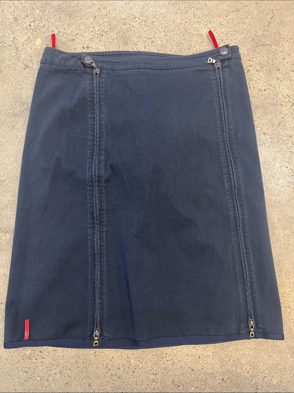 Prada Navy Pencil Skirt with Front Zipper Accents